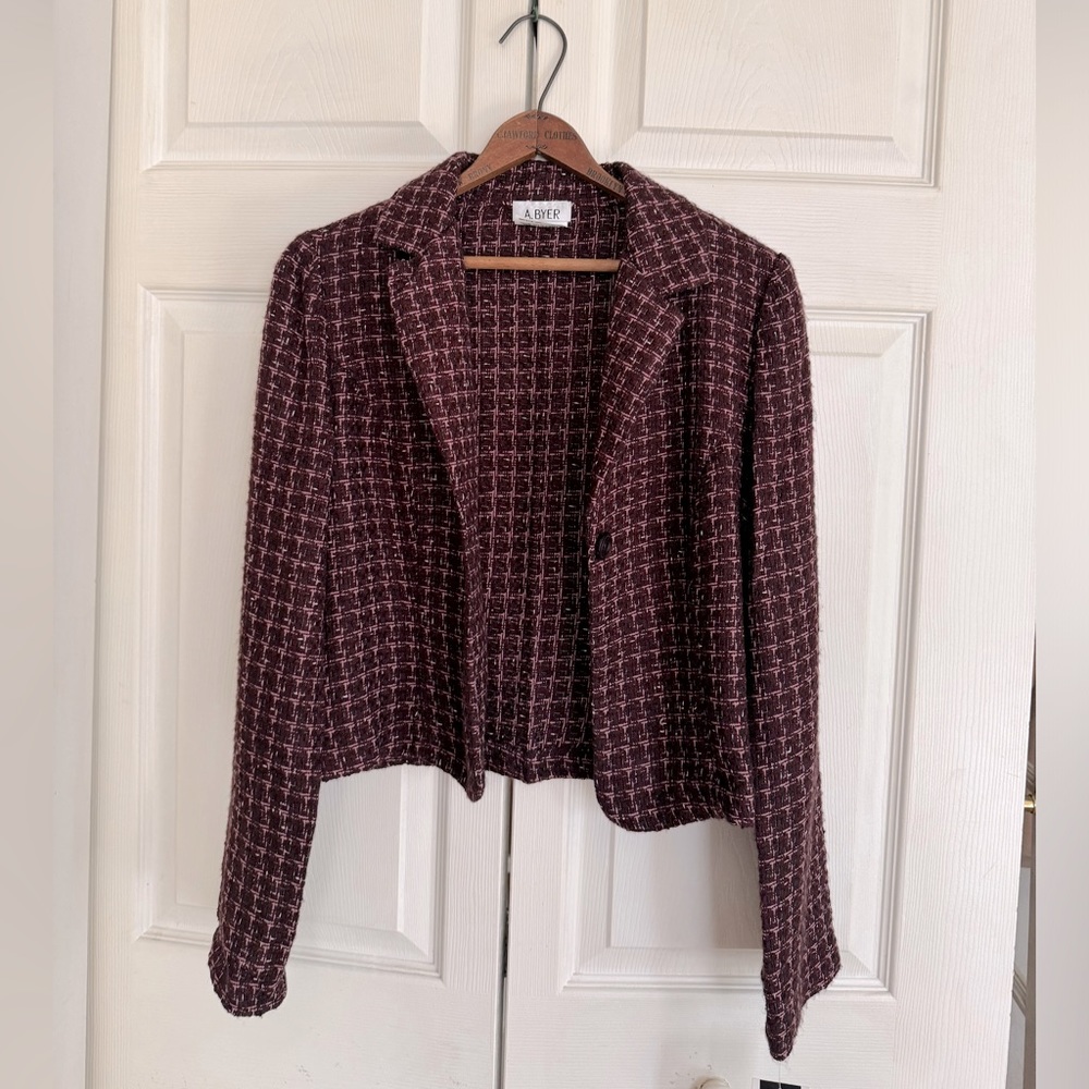 NWT Magenta Tweed Single-Breasted Jacket Size Small
